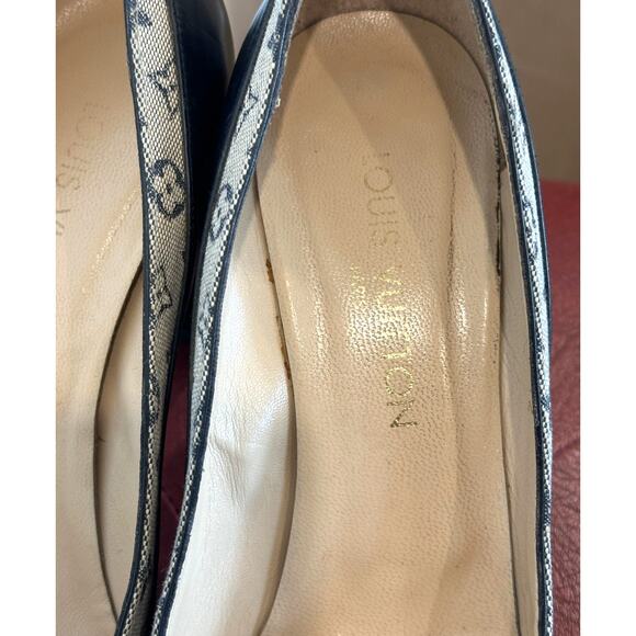 Louis Vuitton Navy canvas leather monogram heels size 40 no box, dustbag Rare! - Picture 15 of 16